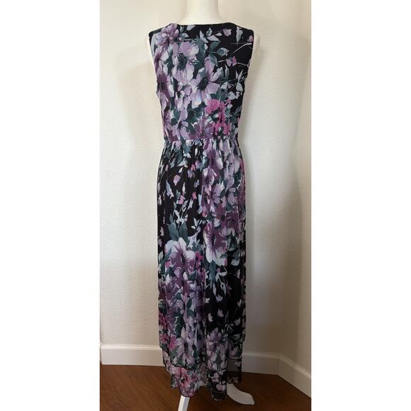 Alexa B Nites Evening Maxi Dress Y2K Sz 10 Semi Sheer Double Layer Floral Sheer - Picture 7 of 16